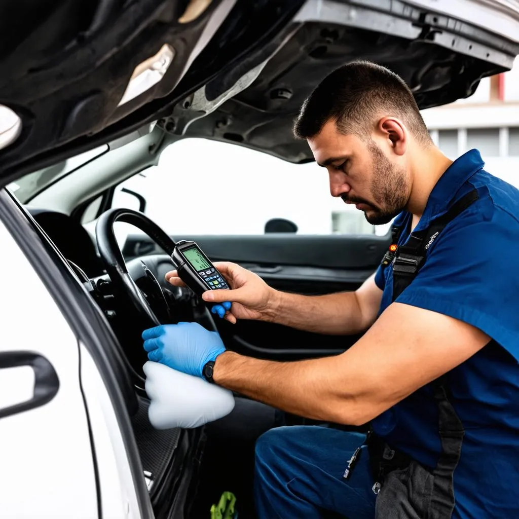 Mechanic Reviewing Scan Data