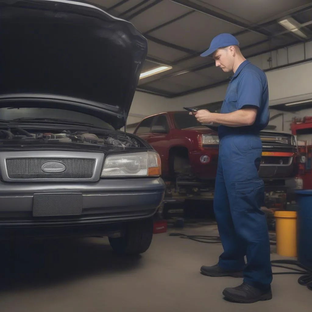 Mechanic Inspecting Used Car