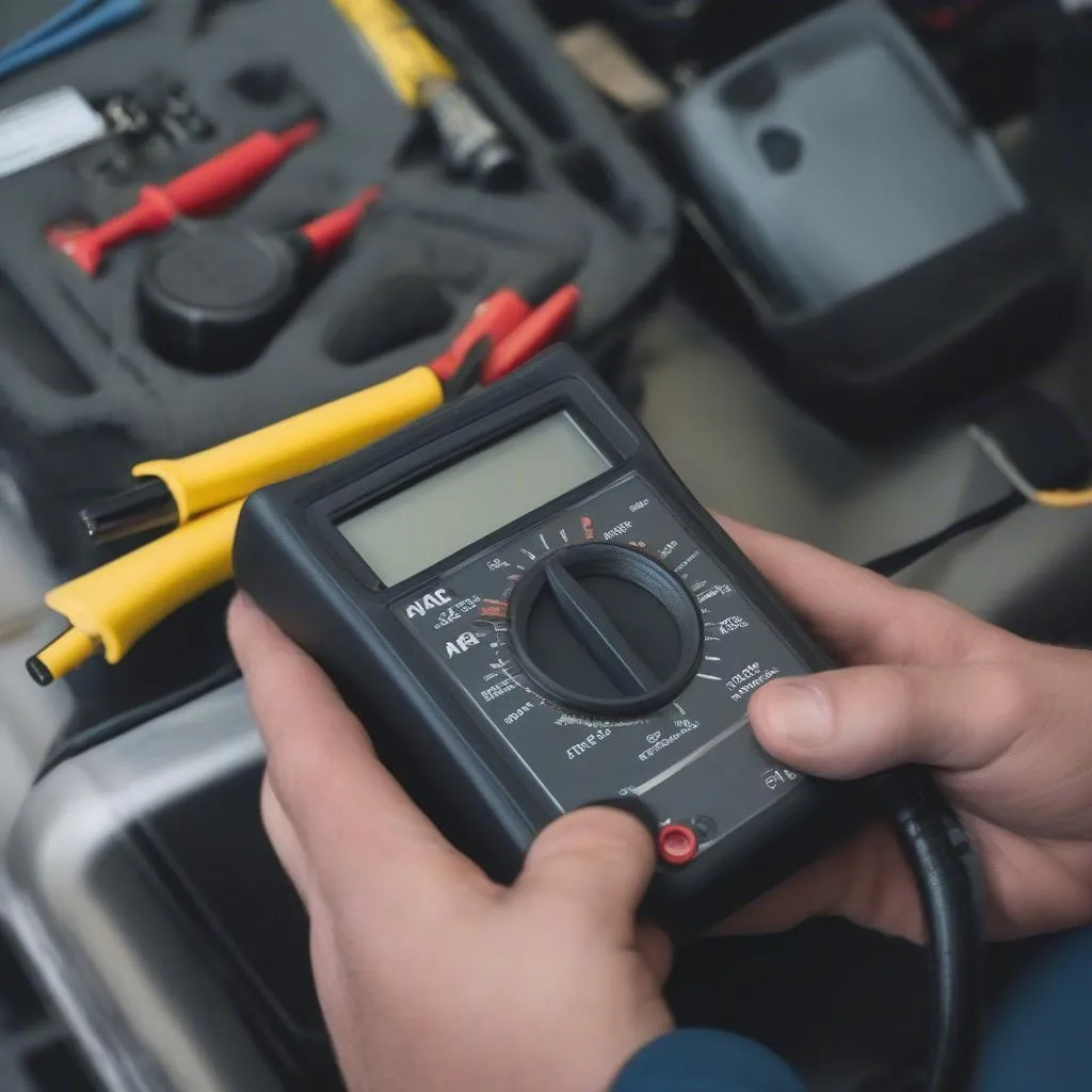 Mechanic Testing MAF Sensor with Multimeter