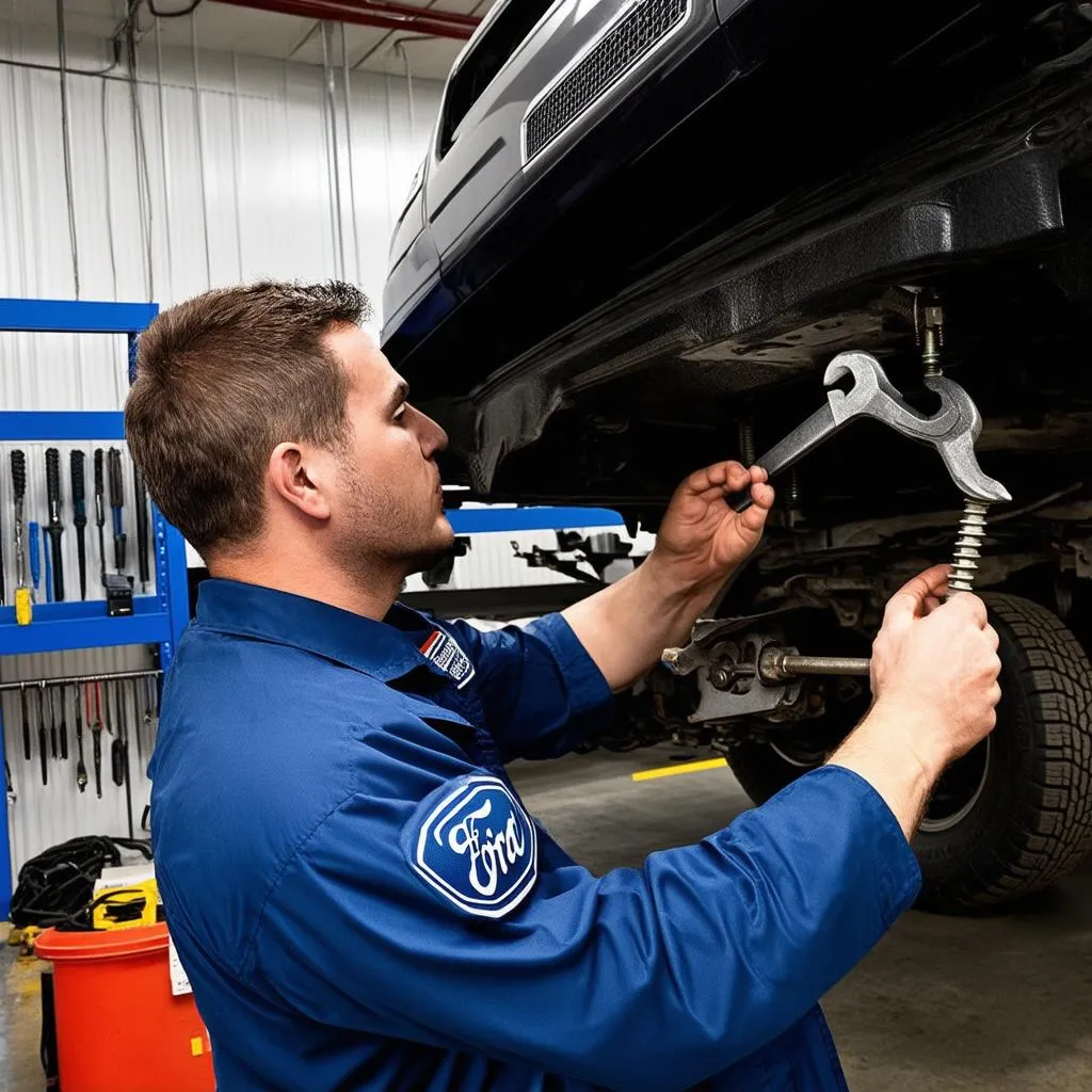 Car repair in a professional garage