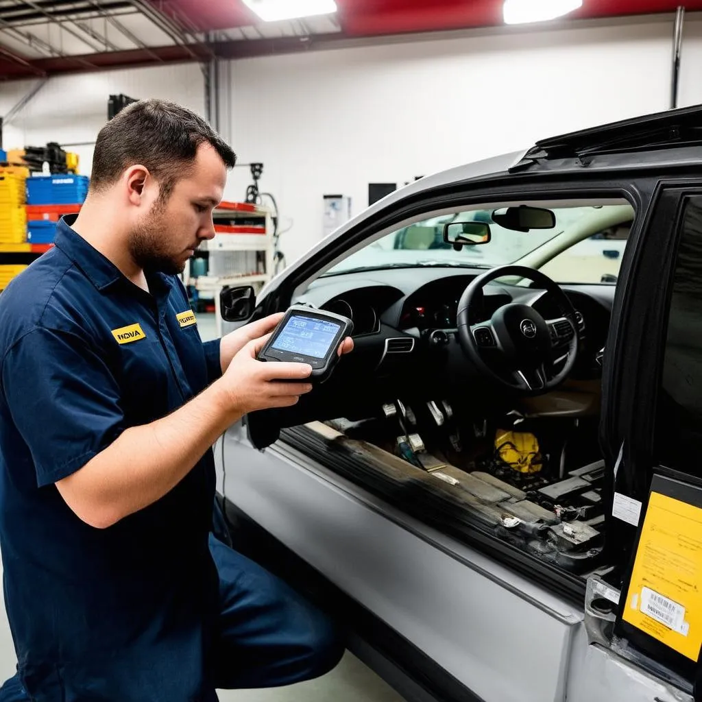 Mechanic using Innova CarScan Pro