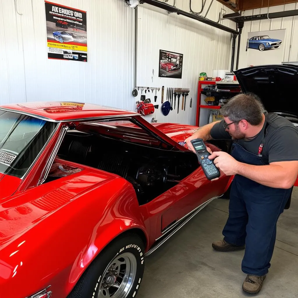 Troubleshooting a classic car using a diagnostic tool