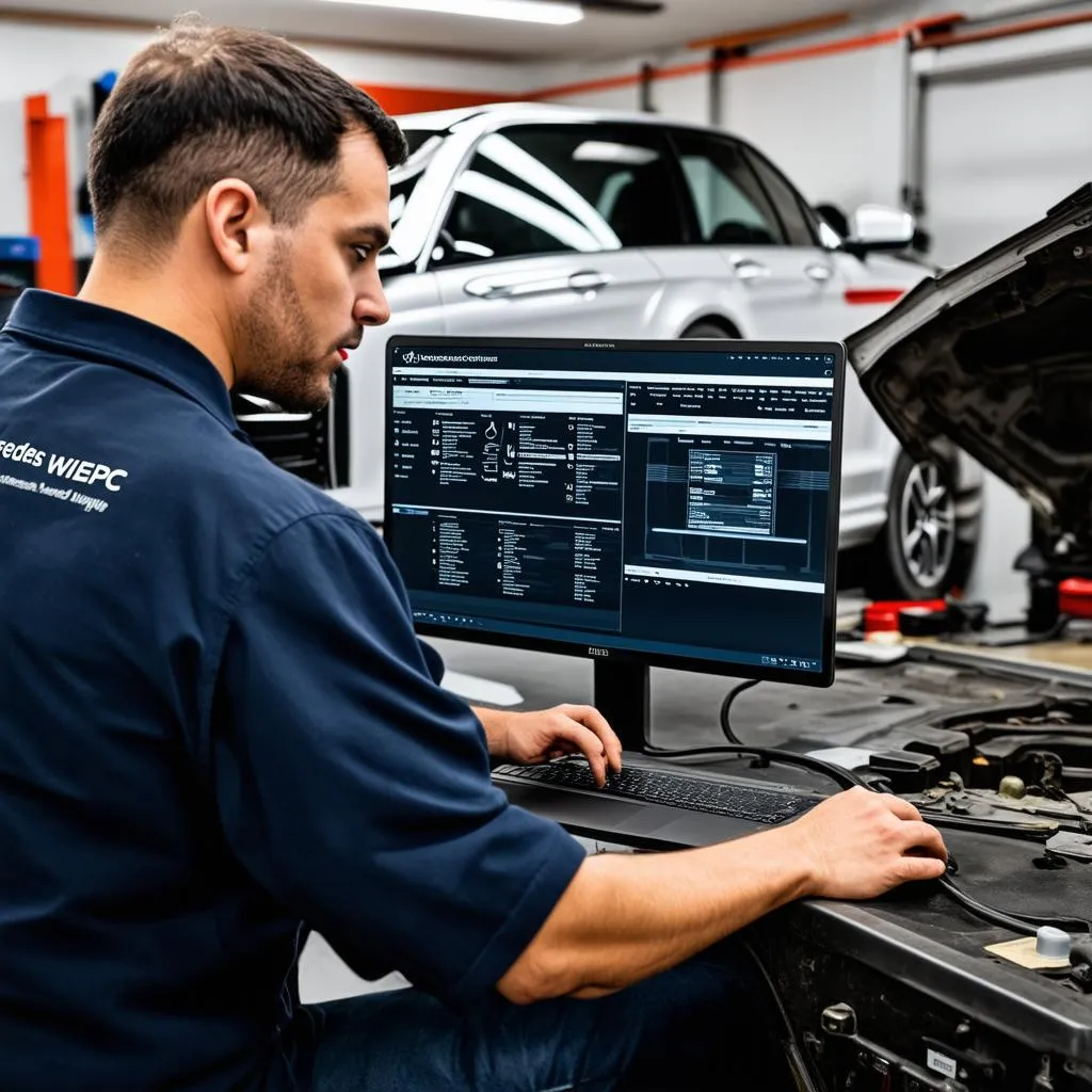 Mechanic using WIS/EPC software