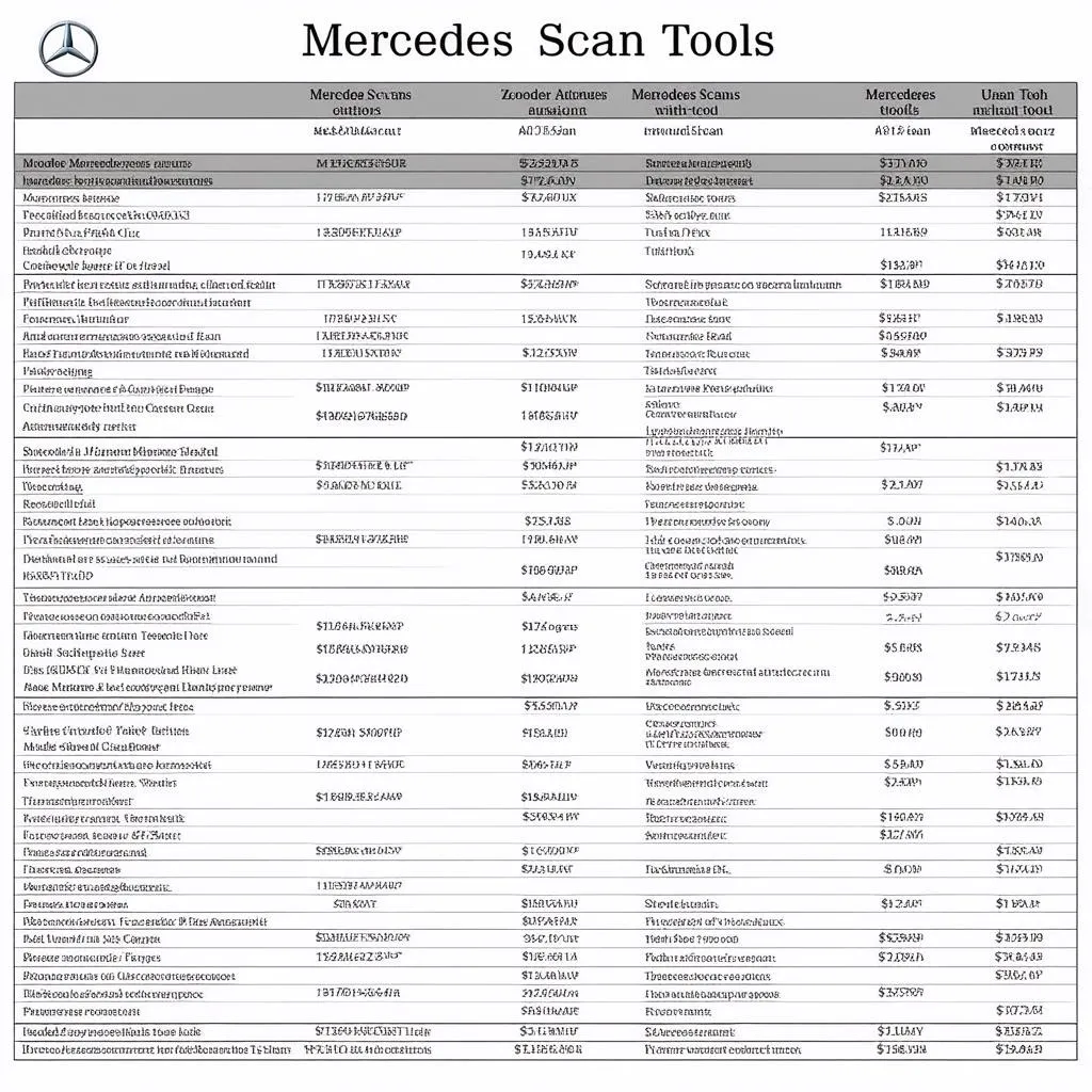 Mercedes Scan Tool Comparison Chart