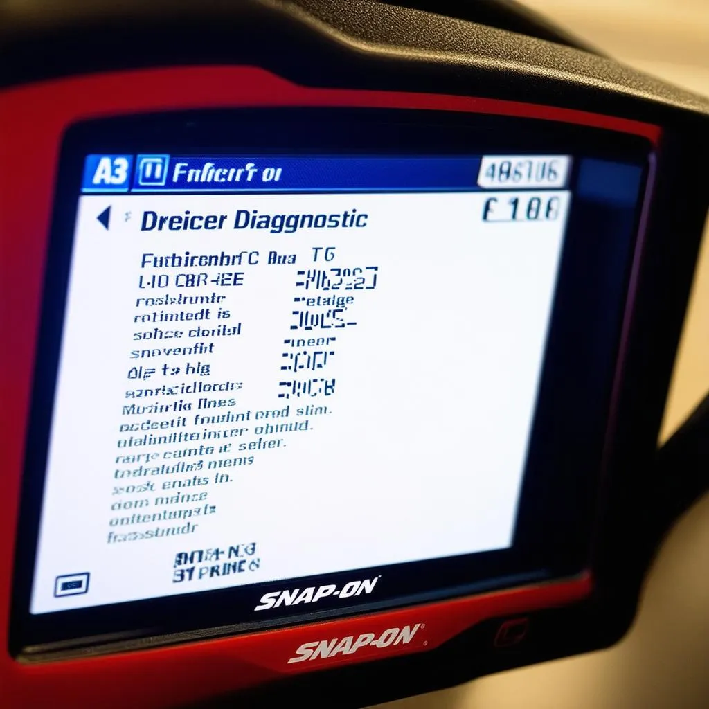 Close-up image of a Snap-on scan tool screen