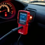 Snap-on scan tool plugged into a car's OBD-II port