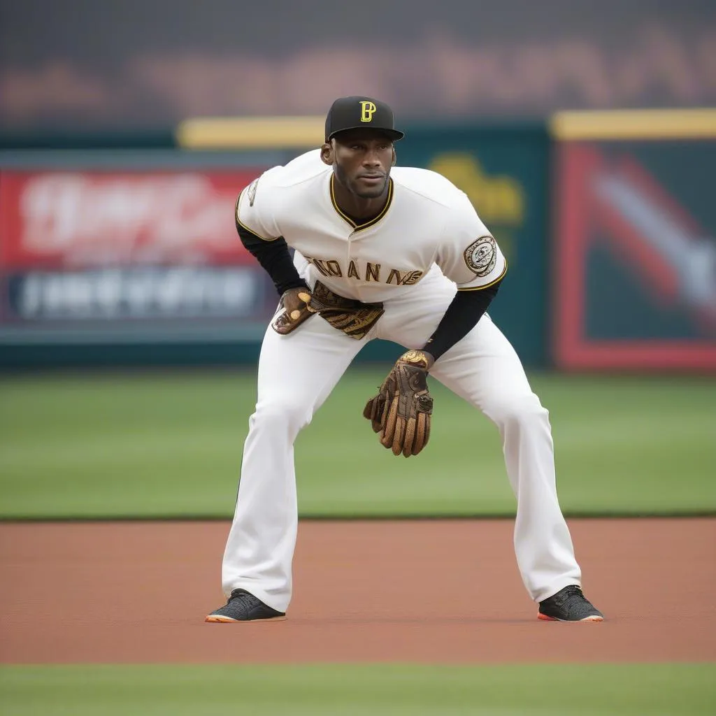 Starling Marte playing defense