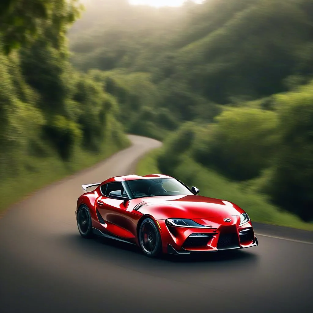 Toyota Supra on a winding road