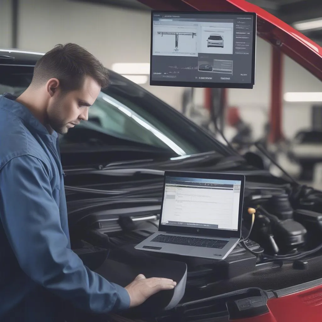 VW Mechanic Using Scan Tool