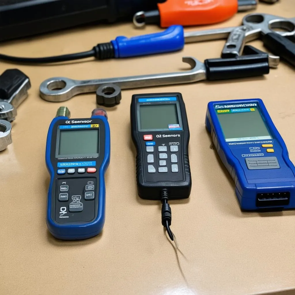 Different types of O2 sensor scan tools displayed