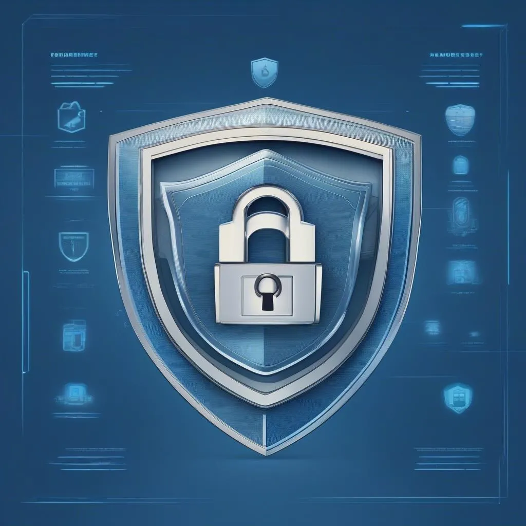 Website security with shield and lock icon 