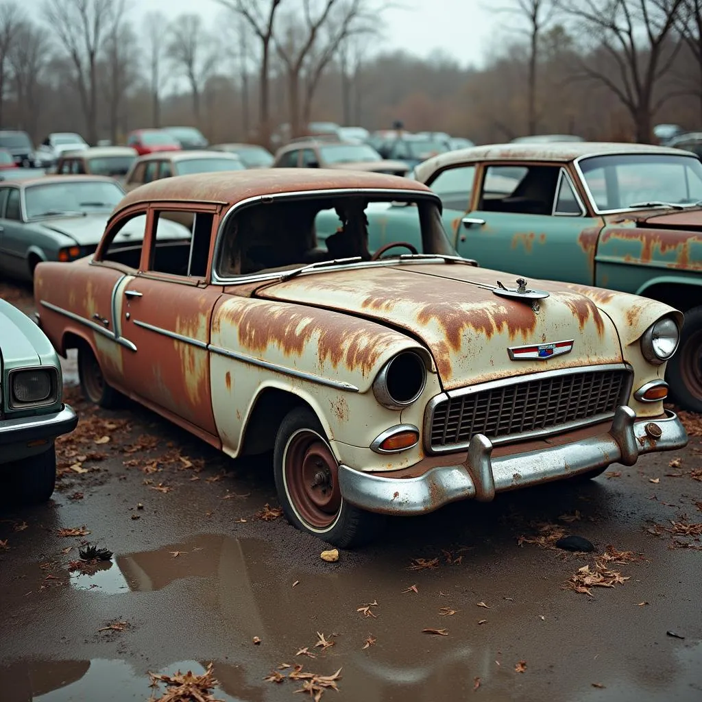 Abandoned Car in Junkyard