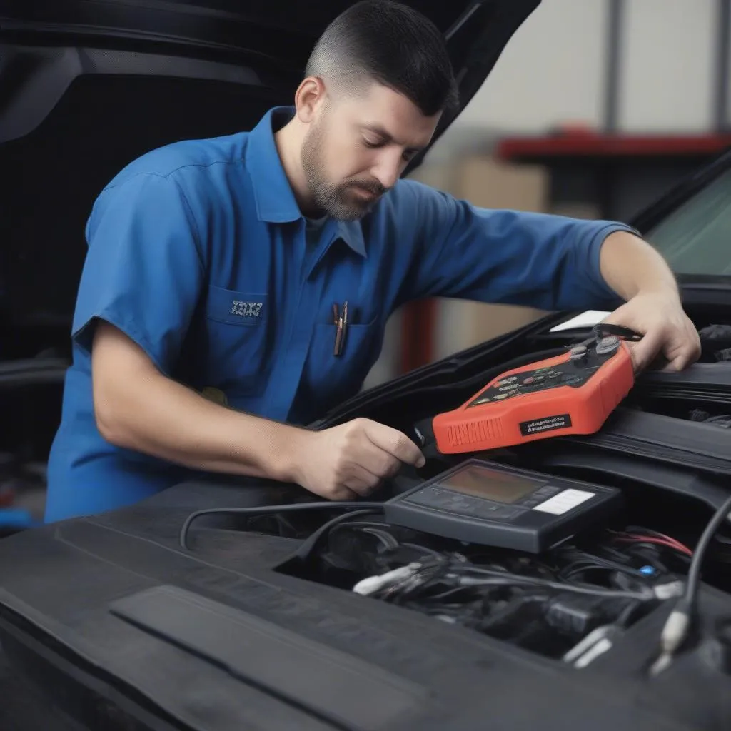 Mechanic Diagnosing ABS Light