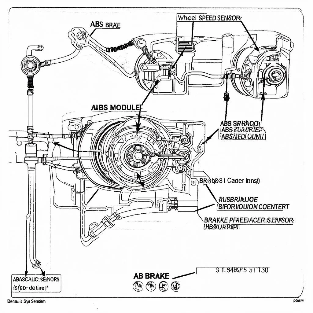 Diagram illustrating the components of an ABS brake system