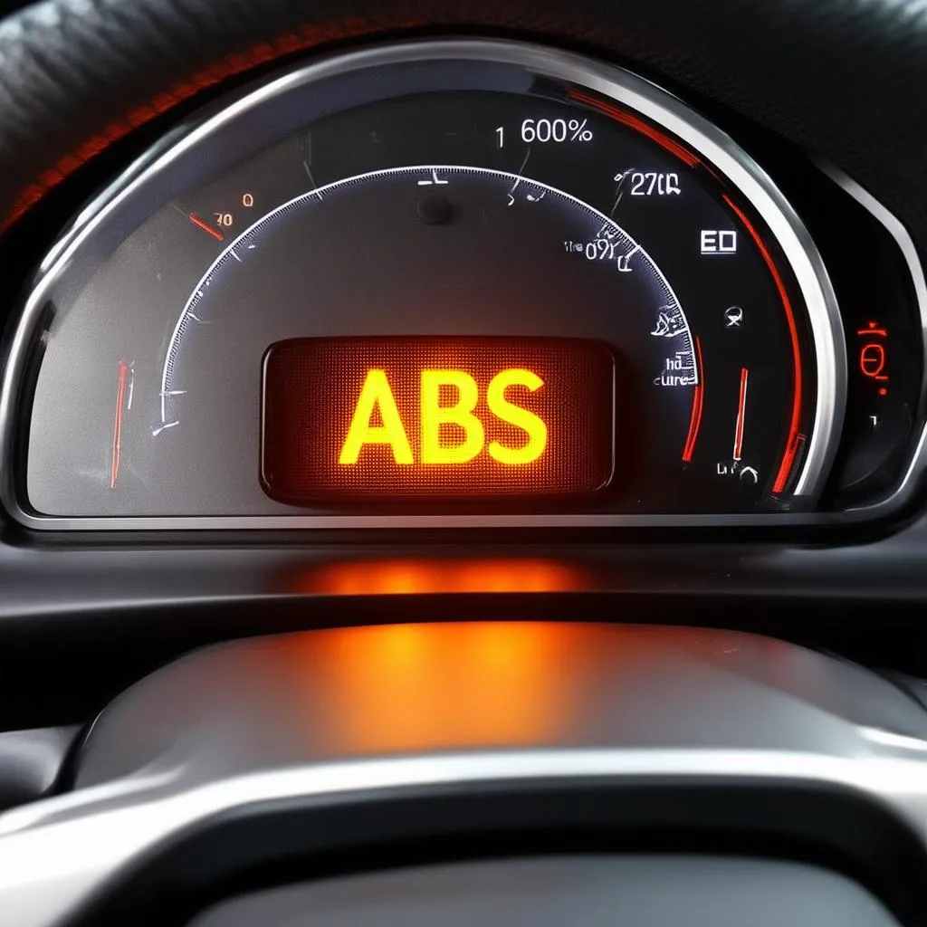 Car Dashboard with ABS Light On