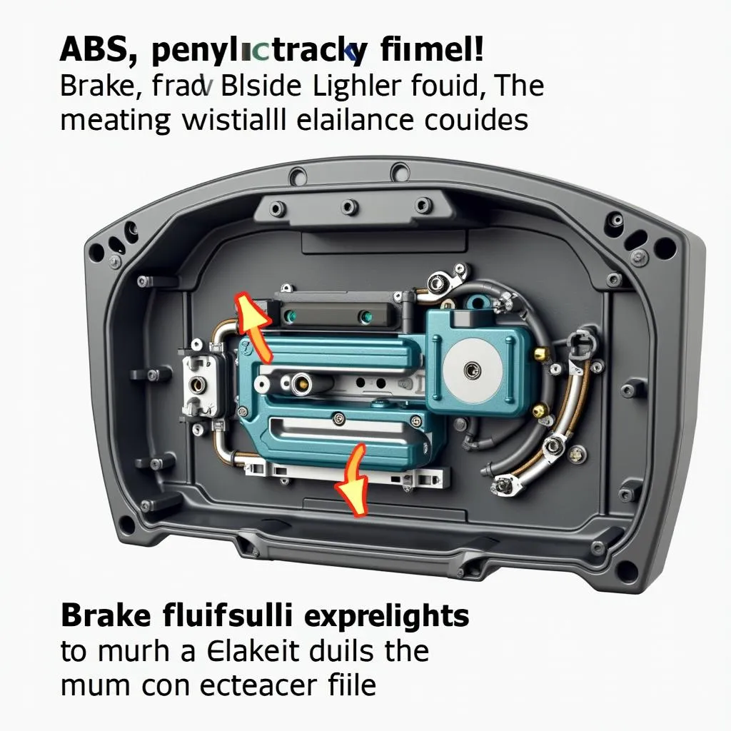 Close-up of an ABS module with valves highlighted