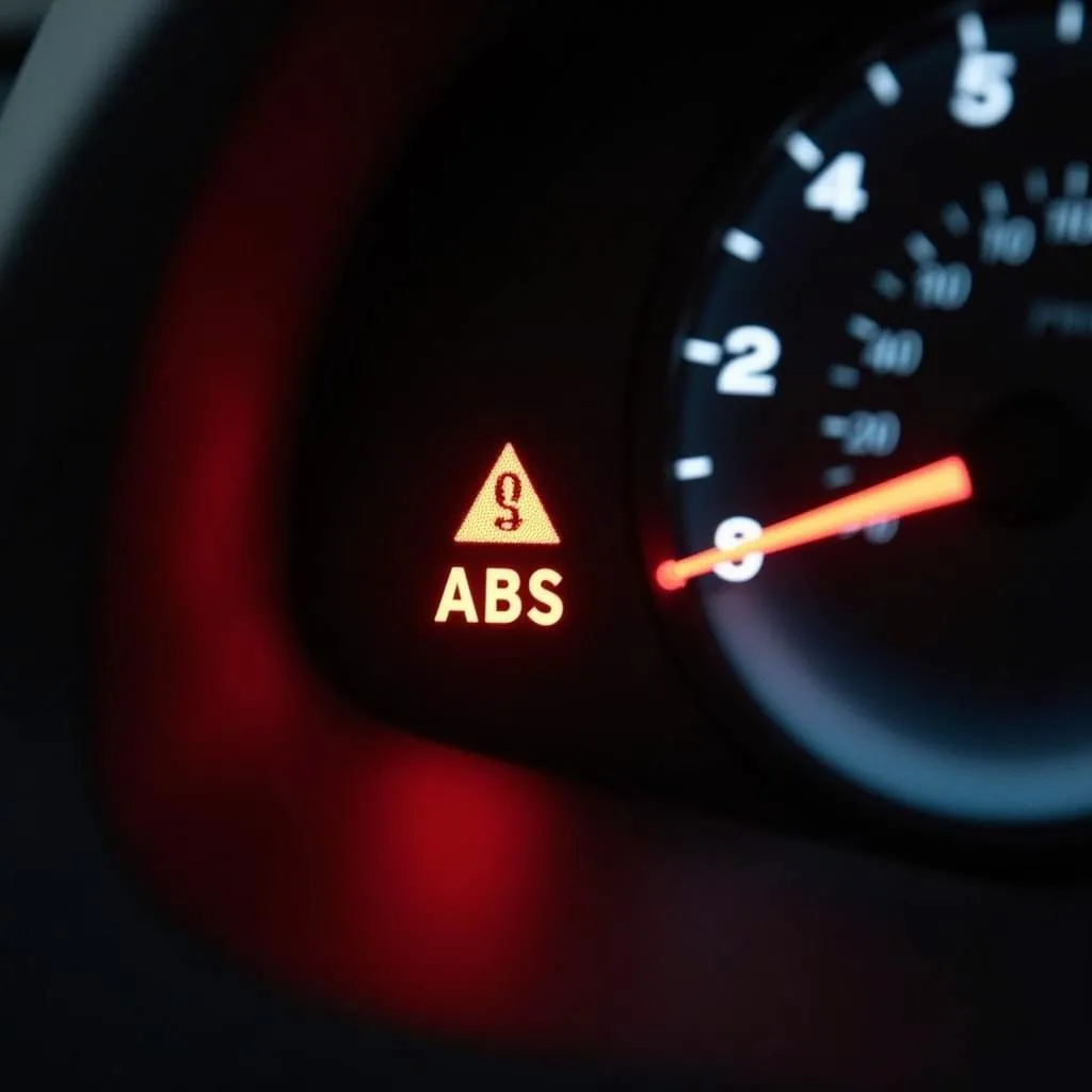 Car Dashboard with ABS Warning Light