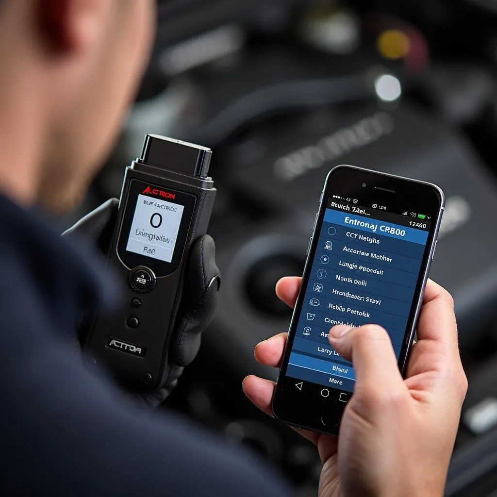 Actron CP9600 Bluetooth OBDII Scan Tool in Use