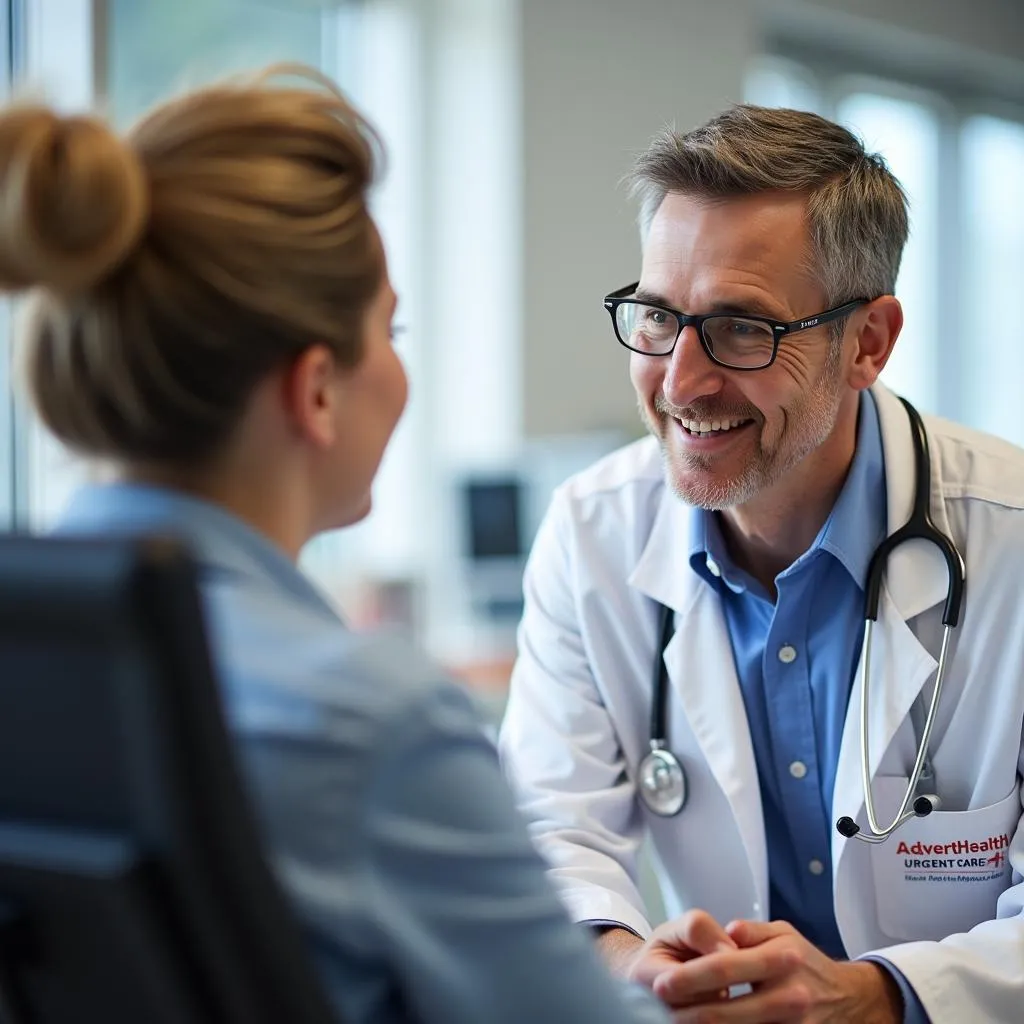 Experienced doctor at AdventHealth Urgent Care examining a patient