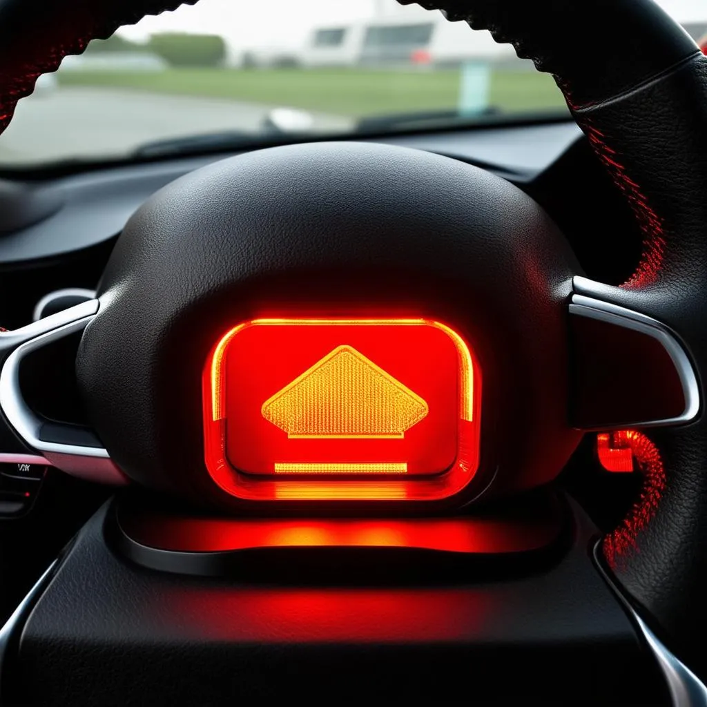 Car Dashboard with Airbag Light On