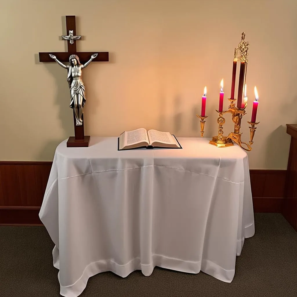 Catholic home altar setup