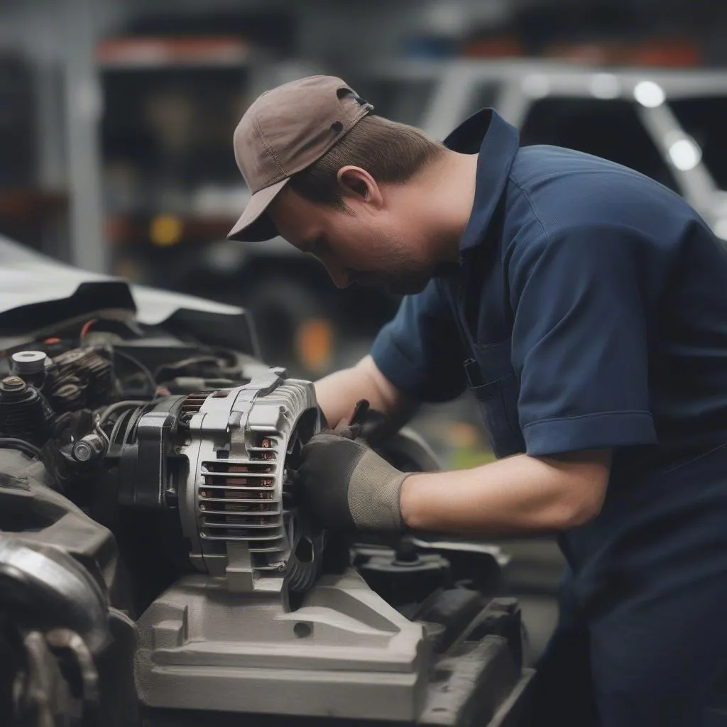 Alternator repair at a workshop