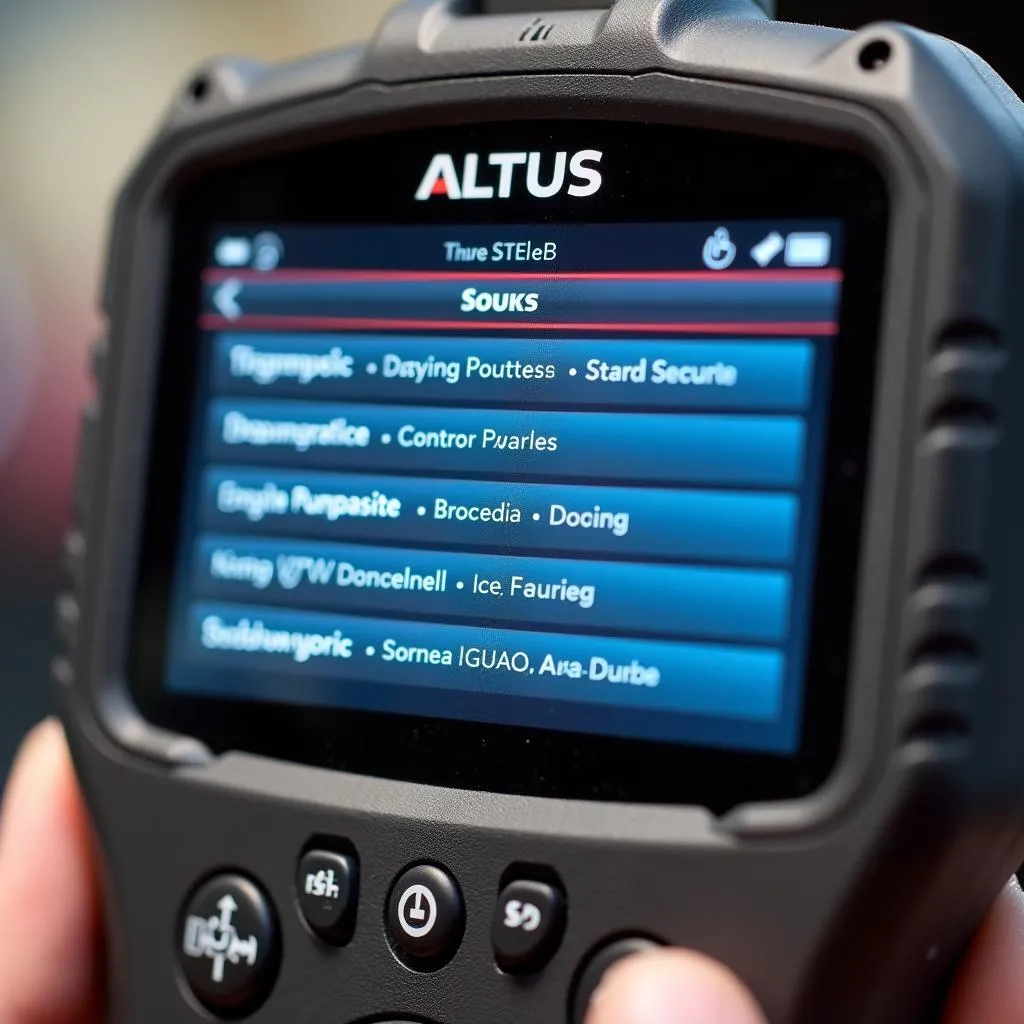 Close-up of Altus Scan Tool features and user interface