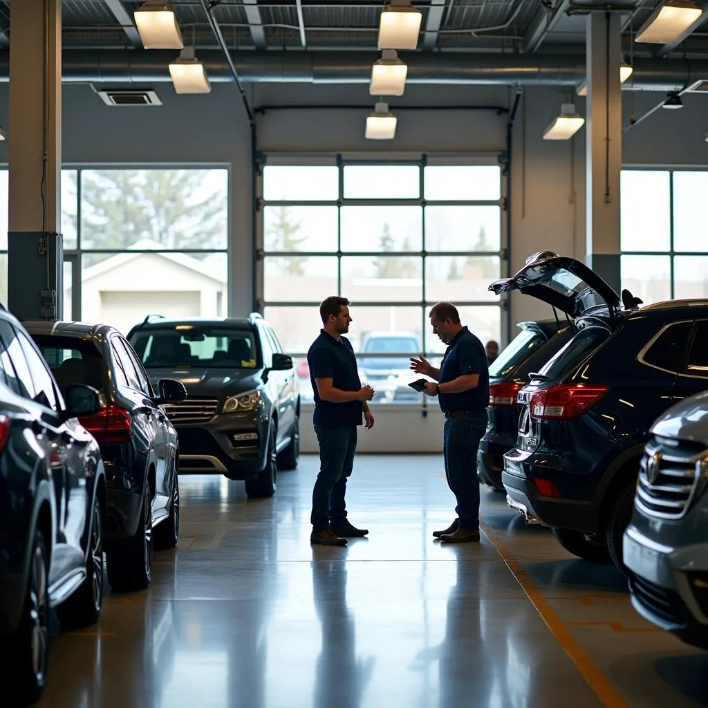 Busy service center at a car dealership in Anchorage