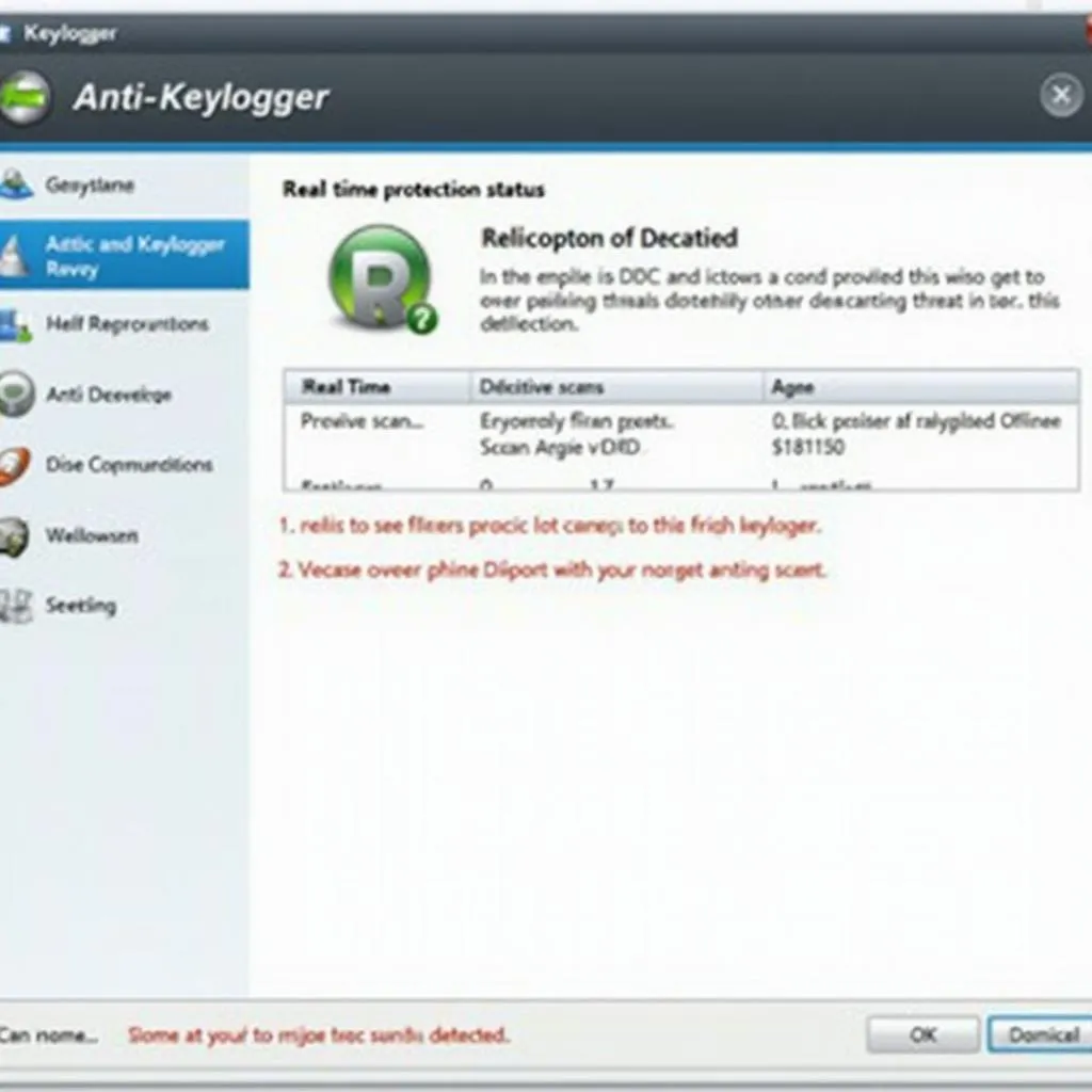 Anti-keylogger software interface