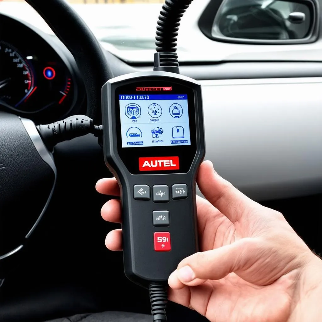 Autel 519 Scanner Connected to a European Car