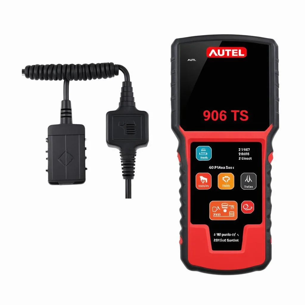 Autel 906TS being used to diagnose a car