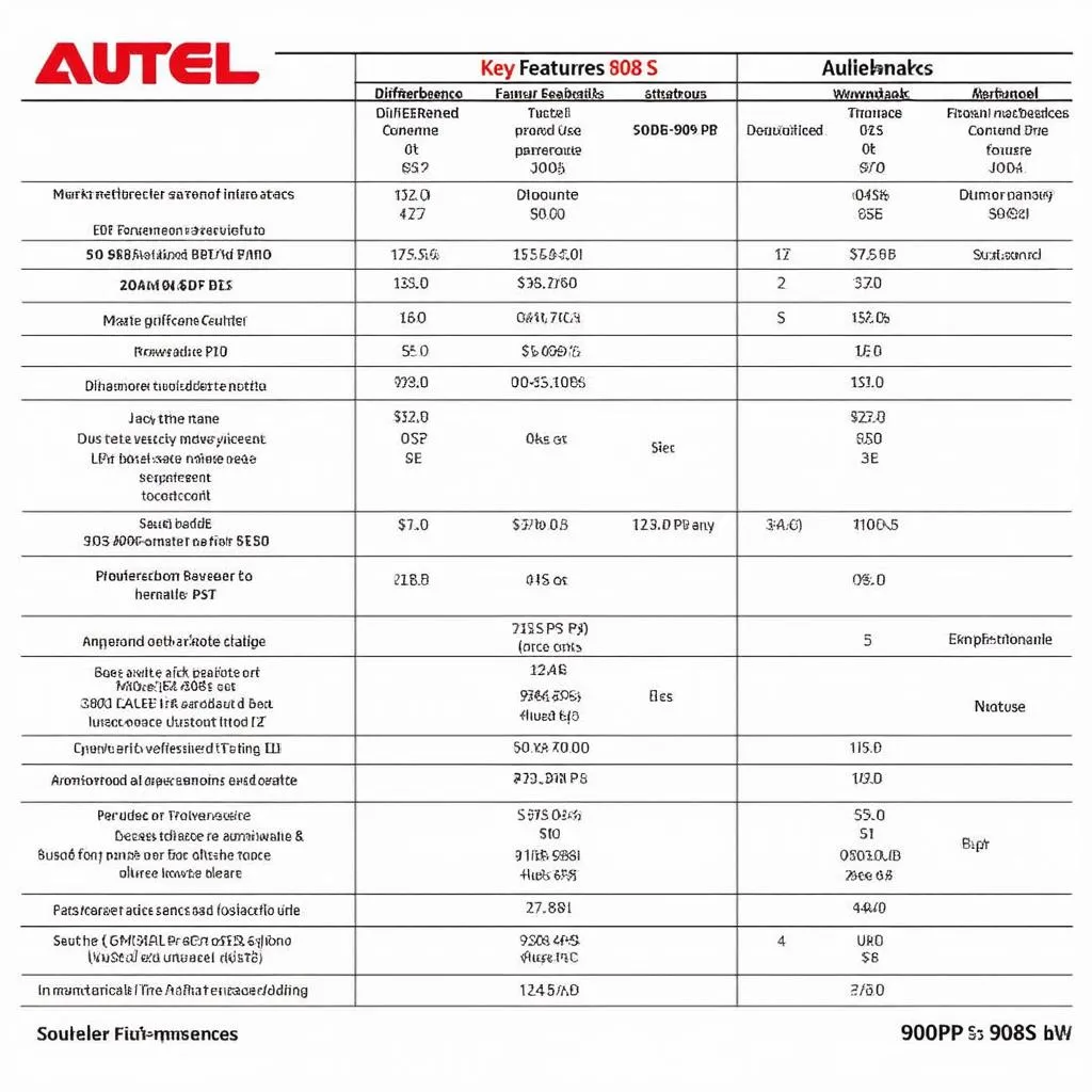 Autel 908P vs 908S Comparison Table