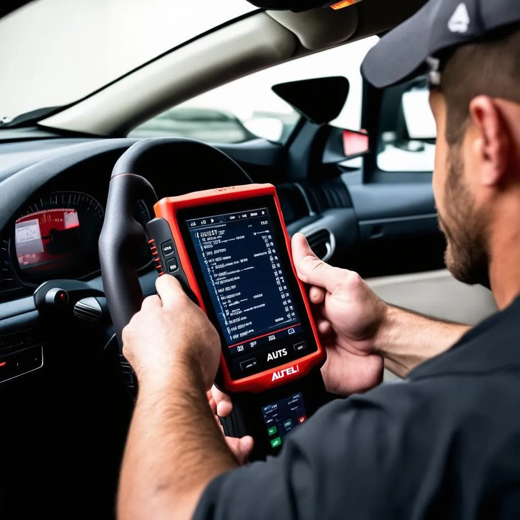 Autel ADAS tool diagnosing car issue