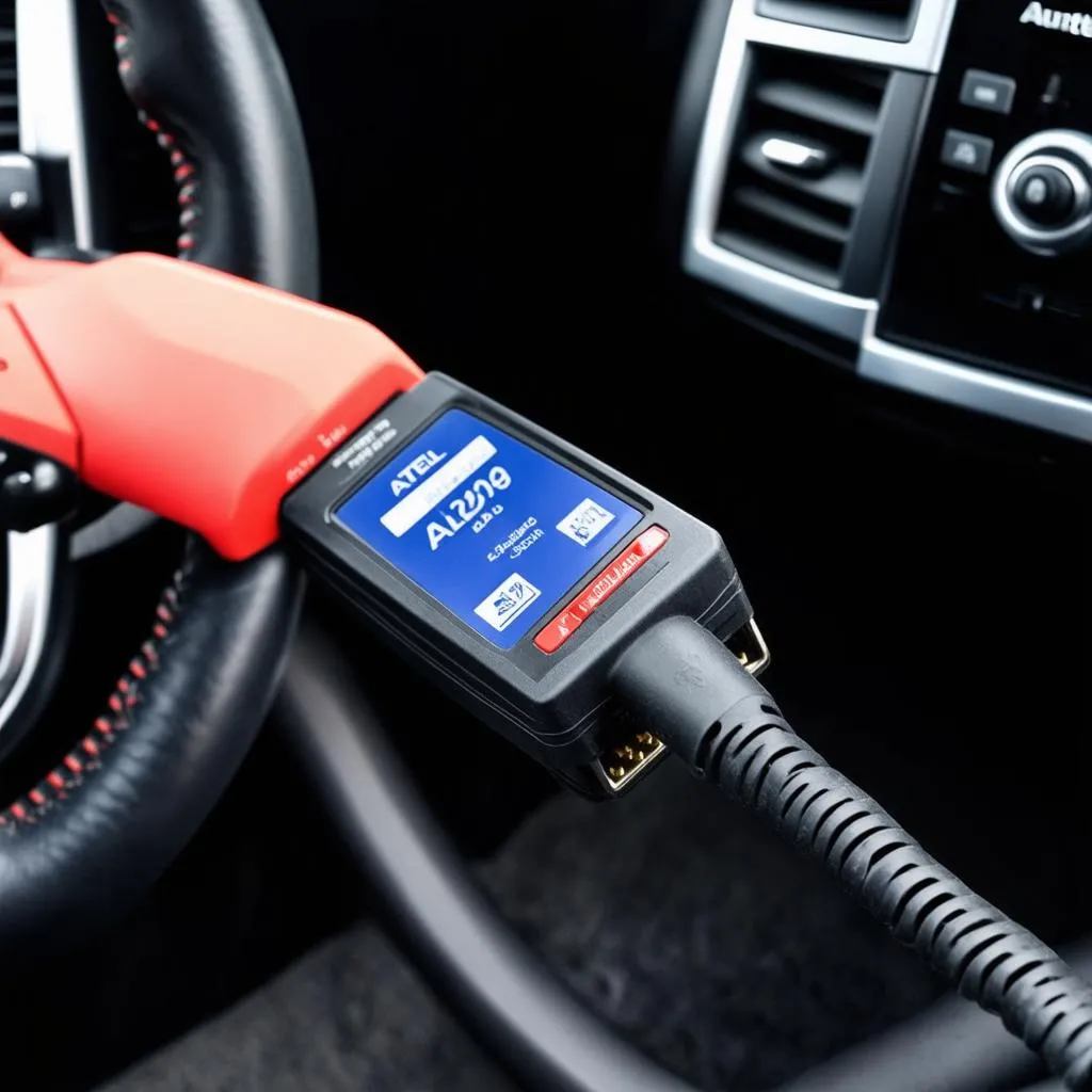 Autel AL210 plugged into OBD2 port