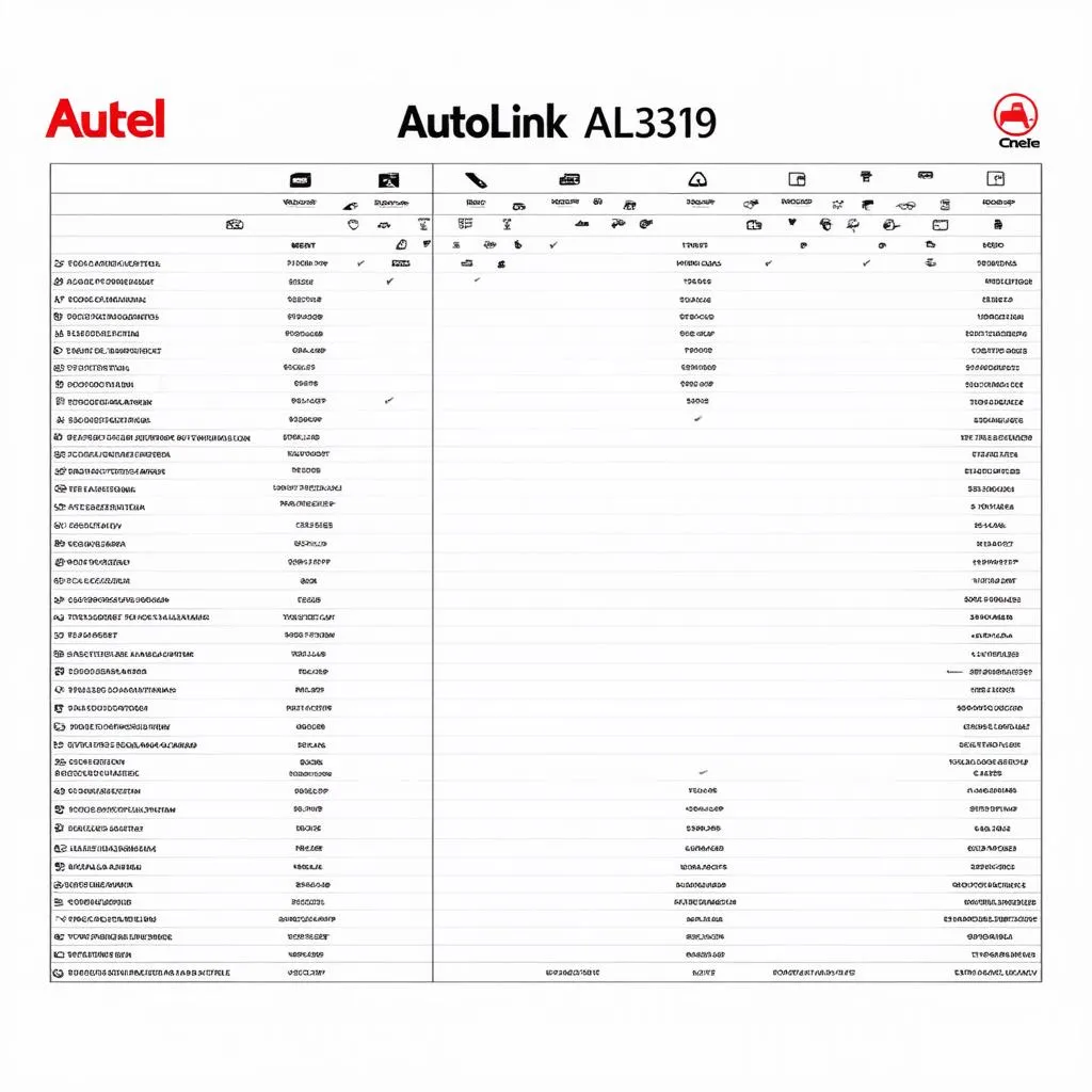 Autel AutoLink AL319 compatibility chart