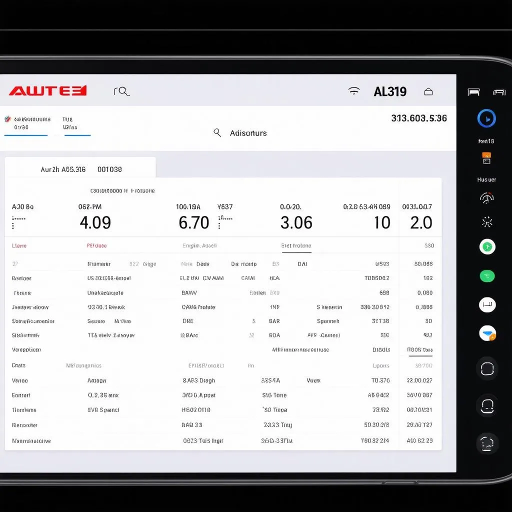 Autel AL319 live data screen