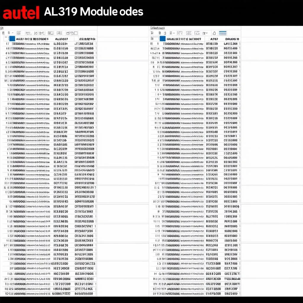 Autel AL319 Module Codes