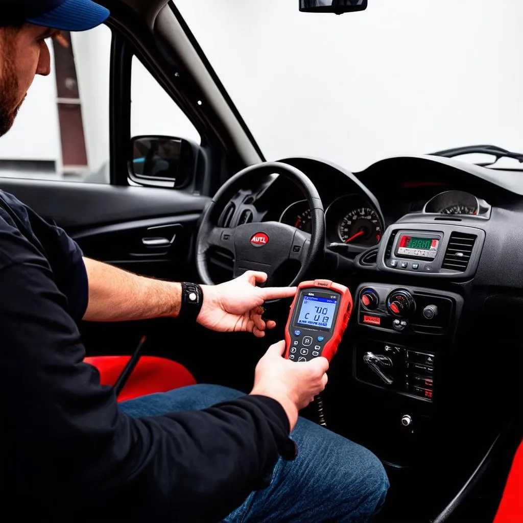 Autel AL319 OBD2 Scanner in use