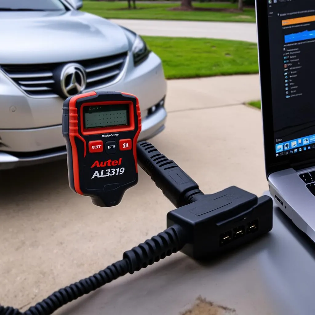 Autel AL319 OBD2 Scanner Connected to a Car