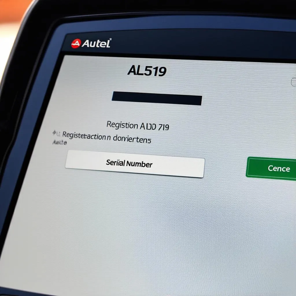 Autel AL519 Registration Screen