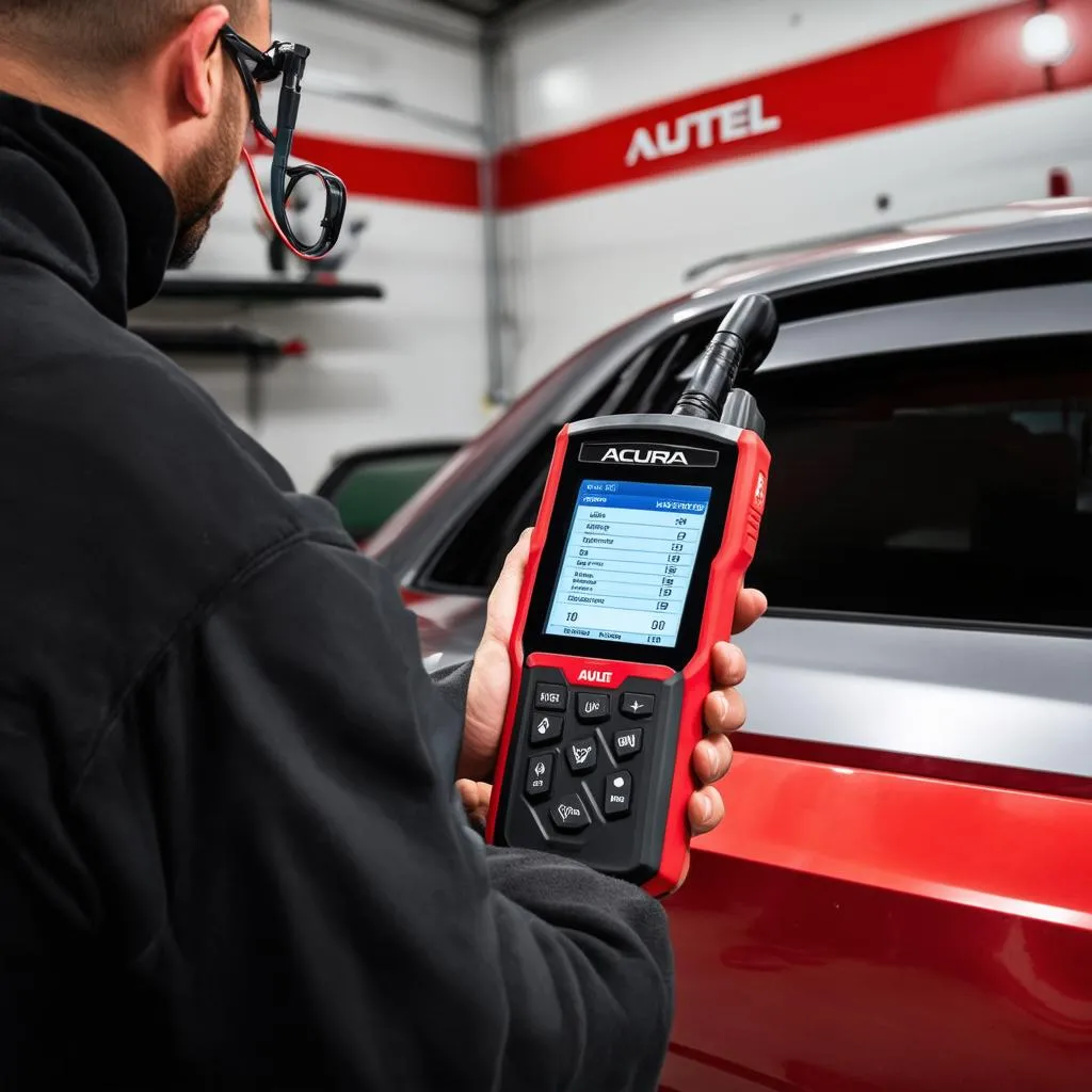 Autel AL619 scanning an Acura vehicle