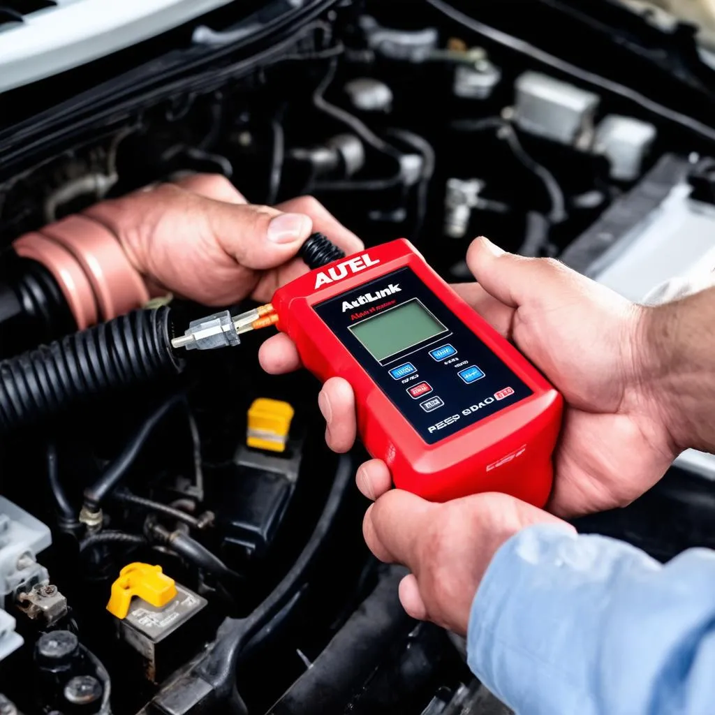 Using Autel AL619 Autolink Diagnostic Code Reader on a Car