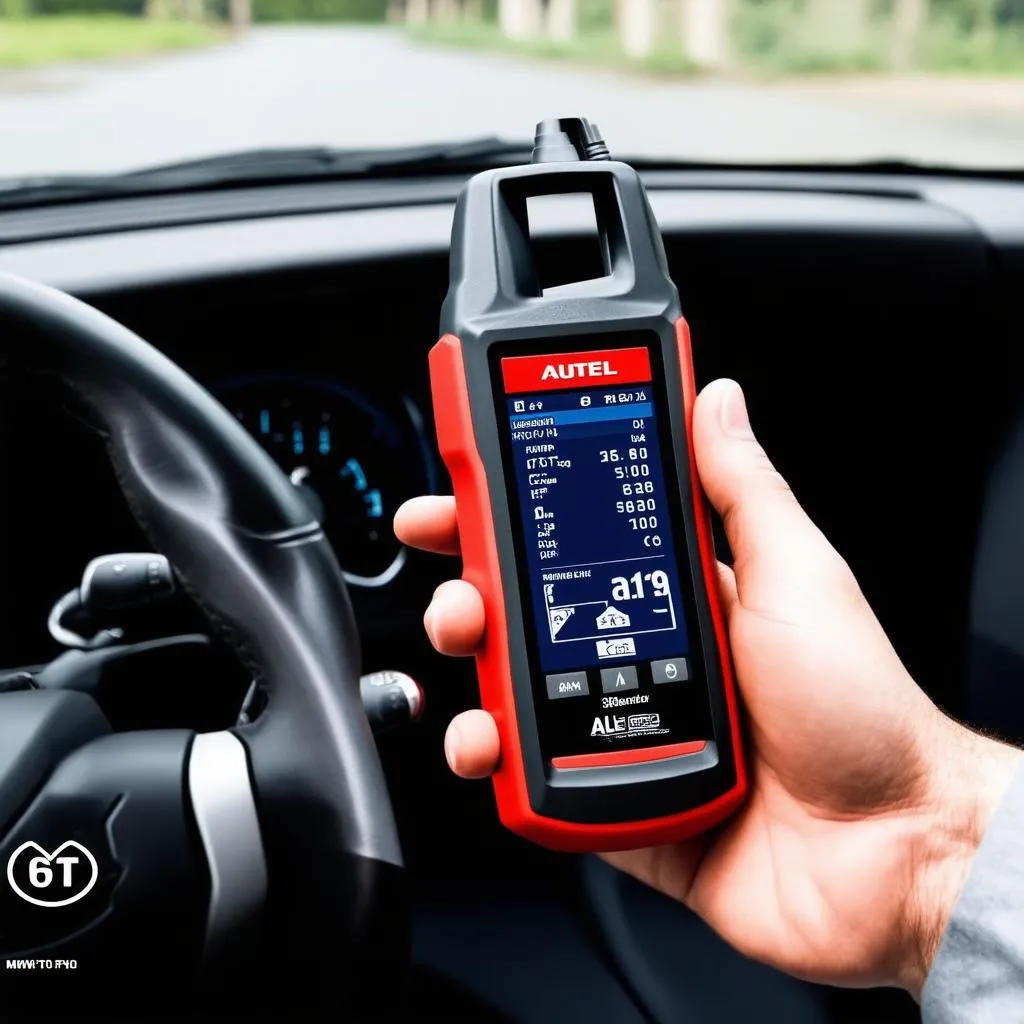 Autel AL619 Code Reader with a Car