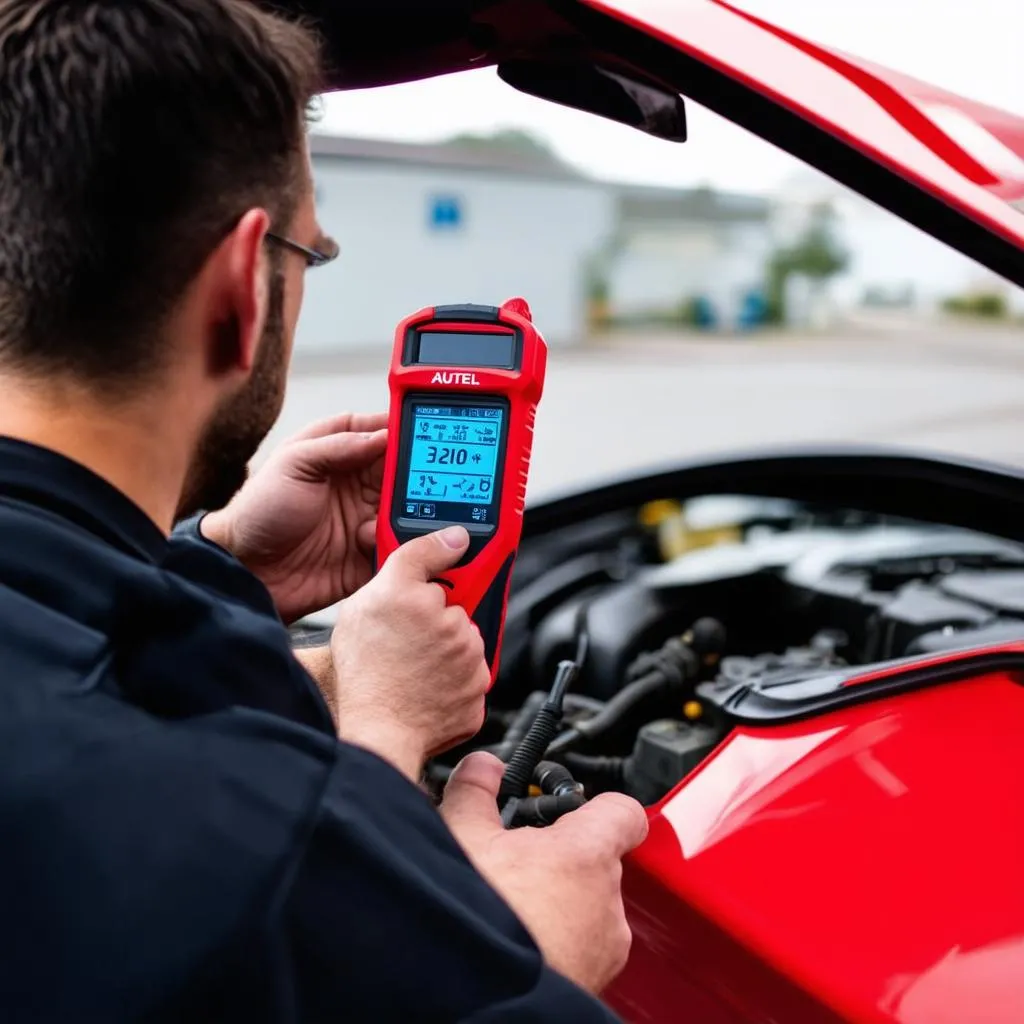 Autel AL629 scanner in use on a European car