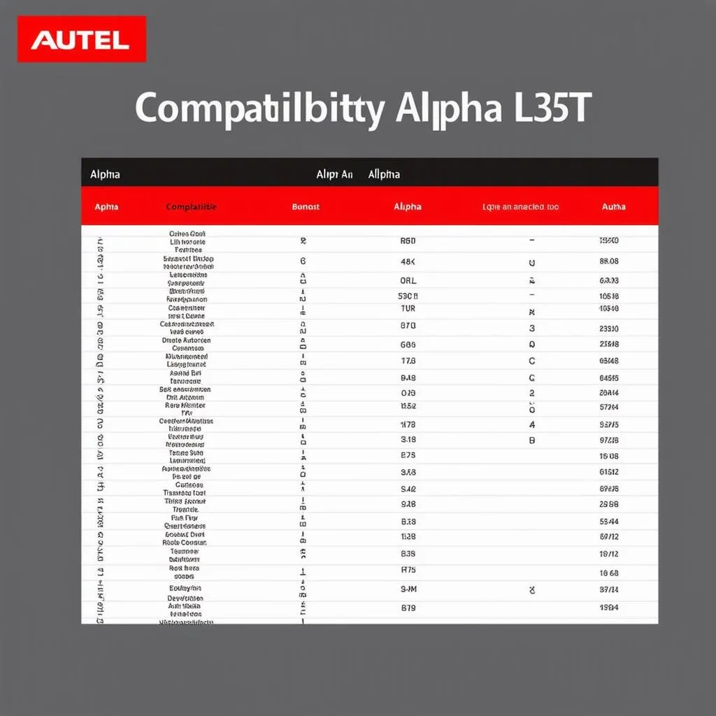 Autel Alpha L35T Compatibility List