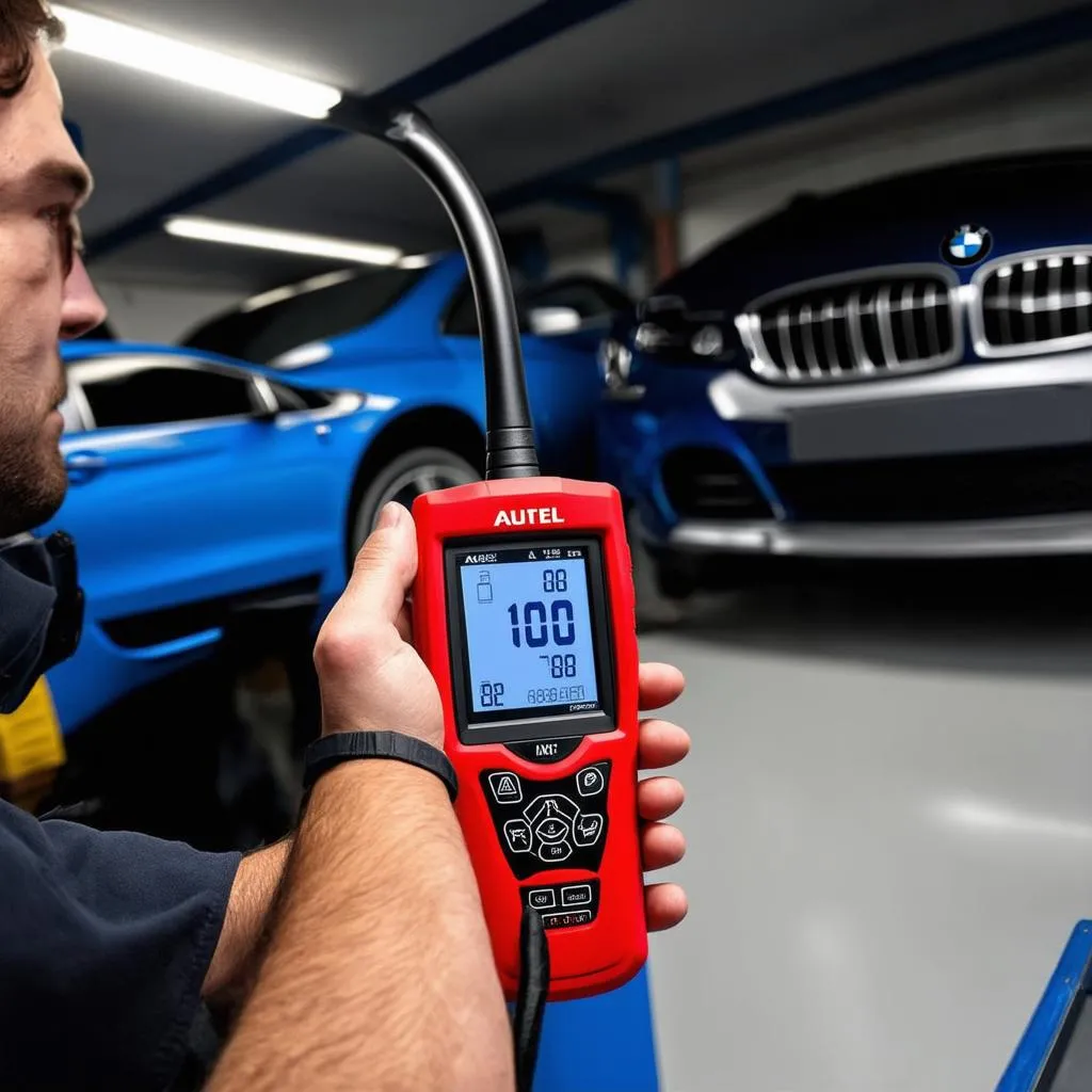 Autel AP200C scanning a BMW