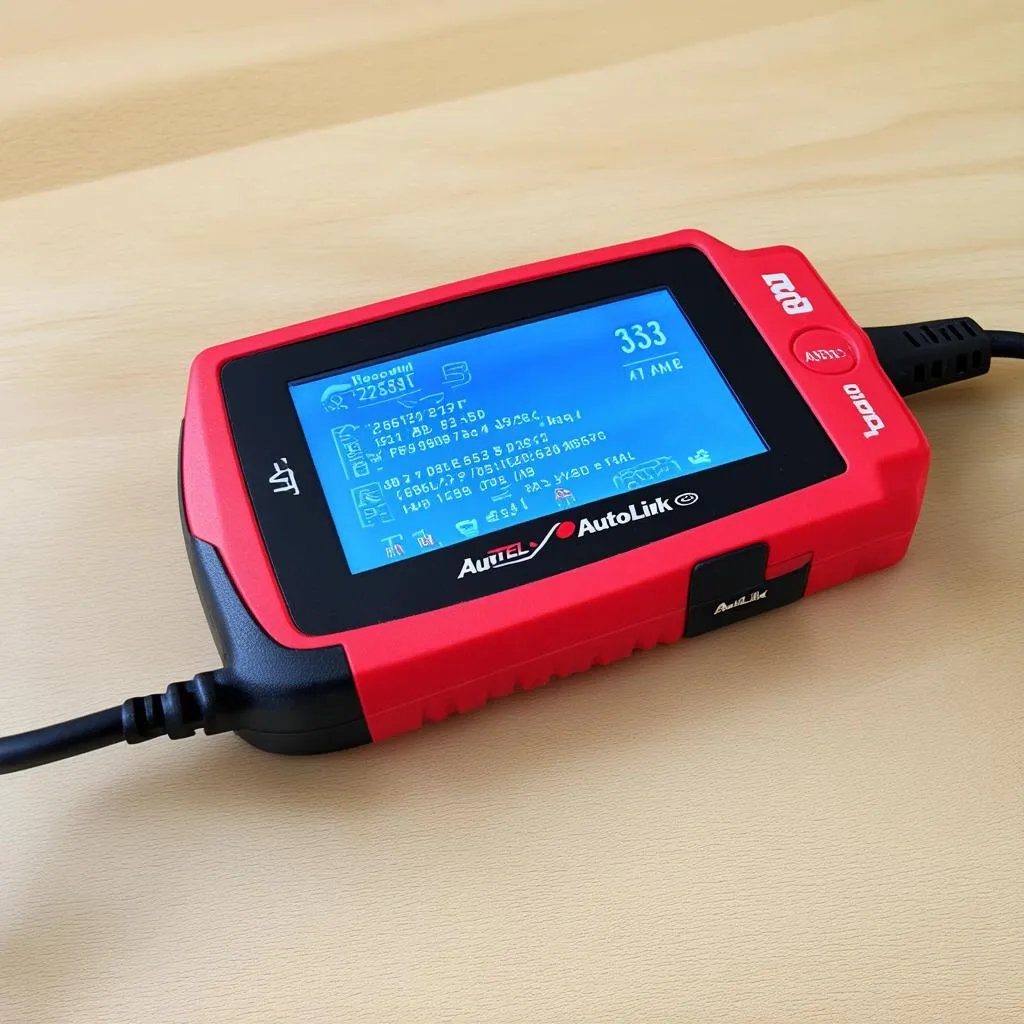 Autel AutoLink AL539 OBDII scanner connected to a car