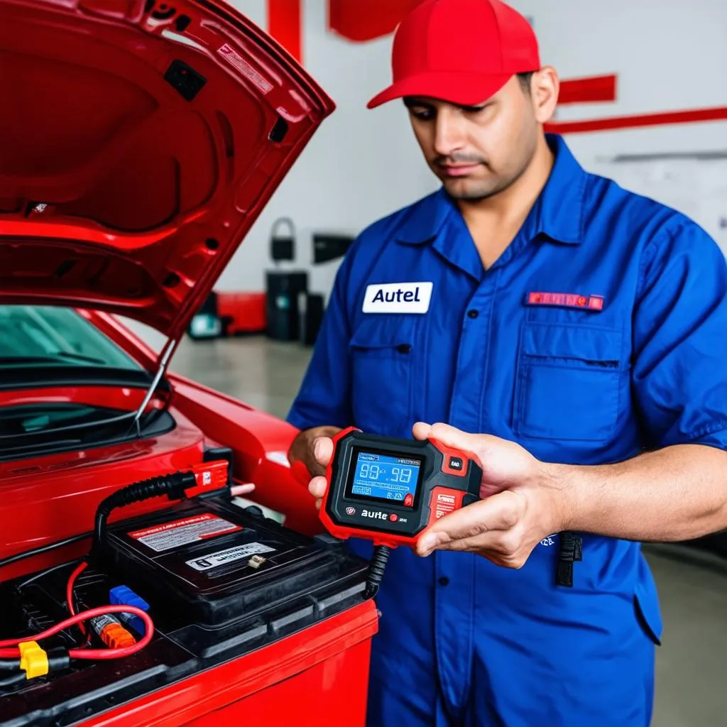 Autel BAS being used by a mechanic