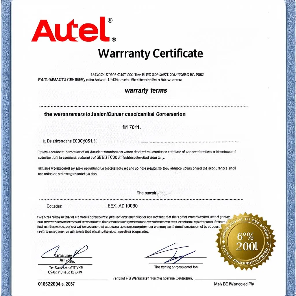 Autel Battery Warranty Certificate