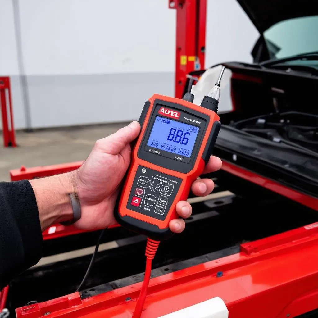 Autel BMS being used to diagnose a car's battery